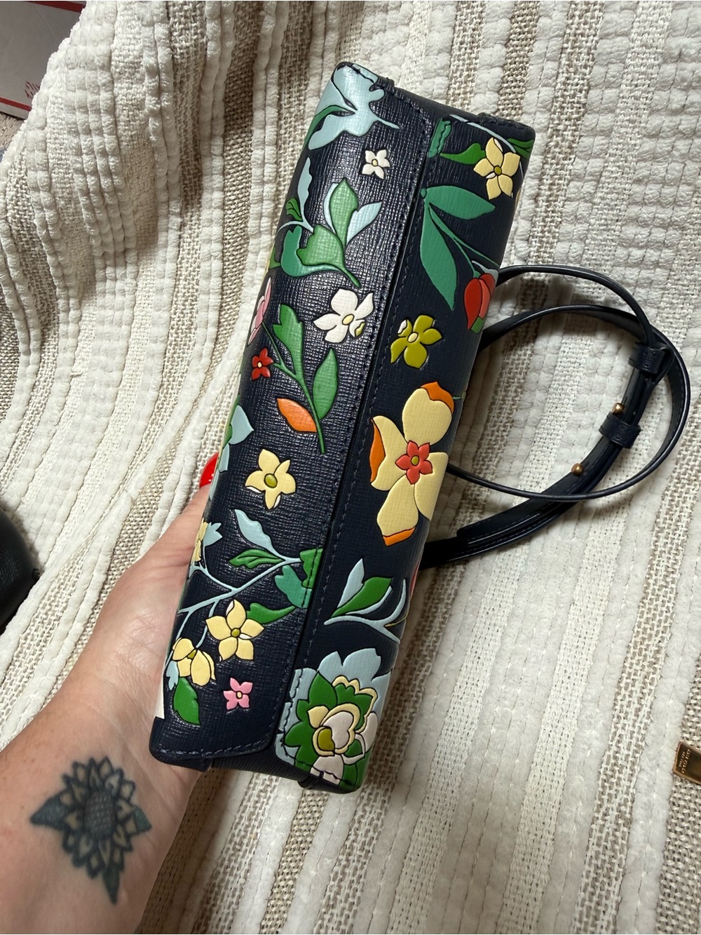 kate spade Navy Floral Dome Crossbody and wallet with Flowers and Gold Hardware - Picture 4 of 8